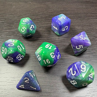 Set Dadu Polihedral Motif Marmer Kustom Kosong DND Akrilik RPG Dadu Permainan Meja Multi-Warna dengan Ukiran Kustom