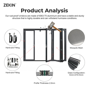 <span class=keywords><strong>Porte</strong></span> d'entrée avant certifiée AS2047 résistante aux impacts d'ouragan ZEKIN Australia Project, <span class=keywords><strong>porte</strong></span> coulissante en aluminium avec verre, autres fenêtres fixes - Product Image 2