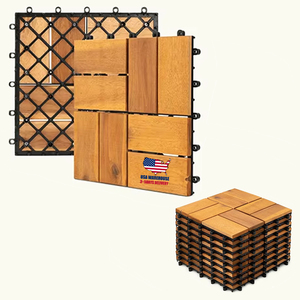 Stock Local de EE. UU., 8 listones con patrón de suelo de madera de Acacia, azulejos de cubierta entrelazados de madera para decoración de Patio, balcón, jardín, baldosas - Product Image 1