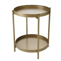 Table basse ronde moderne en métal blanc à deux niveaux
