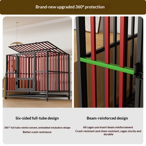 Kolay Kurulum, Montaj Gerektirmez, Katlanabilir, Güçlendirilmiş Demir Kare Boru Kutu Köpek Kafesi, Büyük/Orta Boy Köpekler İçin, Her Mevsim İç Mekan Ev Tipi - Product Image 2