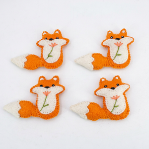 Adornos de fieltro y lana con forma de zorro en miniatura para niños, colección de criaturas del bosque, guirnalda de animales de fieltro - Product Image 1