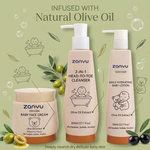 Set Trio per la Cura del Bambino all'Olio d'Oliva: <span class=keywords><strong>Crema</strong></span> Viso 2-in-1, Shampoo Idratante, Lozione Corpo Senza Lacrime per Neonati 500ml/700ml/800ml 0-3 Mesi - Product Image 2
