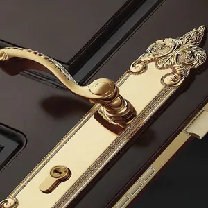 Serratura per porta in legno massello muto in ottone Hanton serratura per porta aperta universale per interni in ottone dorato reale maniglia per porta doppia serratura in rame