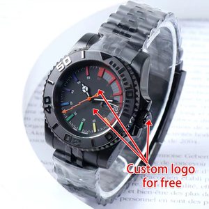 Montre automatique mécanique NO LOGO Design NH36 Sub avec cadran arc-en-ciel, mouvement en cristal de saphir, étanche 10 bars, acier noir. - Product Image 6