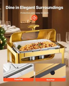 Recipiente de Acero Inoxidable Rectangular Dorado de Lujo para Servir Comida en Bodas, Recepciones, Banquetes, Hoteles - Product Image 6