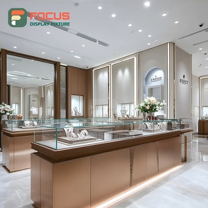 Luxury Mall Jewelry Display Case Wood Frame Brand Store Glass Showcase - Product Image 1