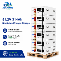 Système de stockage solaire résidentiel RUNHANG GLR-314, batterie LiFePO4 314Ah 51.2V 16.08KWh empilable, compatible avec le réseau hybride CAN