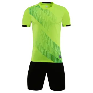 定制设计升华足球球衣廉价霓虹灯绿色运动服，廉价足球套装