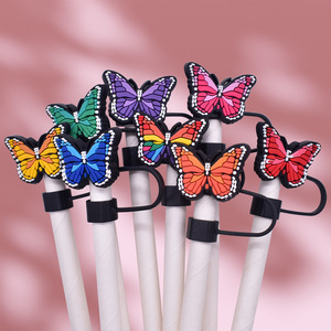 Tapones de Pajita con Forma de Mariposa de 10mm, Coloridos, Ecológicos, Reutilizables, con Logotipo Personalizado, a Prueba de Polvo, para Accesorios de <span class=keywords><strong>Bar</strong></span> - Product Image 1