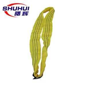 Factory Price <strong>12</strong> <strong>Ton</strong> 5M Polyester Raw Material Belt Color Safety Yellow Webbing Lifting <strong>Sling</strong> - Product Image 1