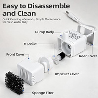 Pompe submersible ultra silencieuse pour fontaine à eau pour animaux de compagnie, mini pompe DC 5V, pompe de remplacement pour distributeur automatique