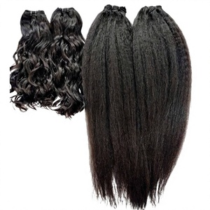 Prix d'usine Extensions de cheveux vierges bruts non traités, double trame machine, raides crépus et ondulés profonds, lots de cheveux humains - Product Image 1