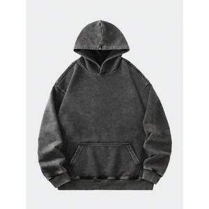 Sudadera con Capucha para Hombre, Estilo Urbano, con Cierre, de Algodón Grueso, Lavado Ácido, Hombros Caídos, Talla Grande, al por Mayor - Product Image 1