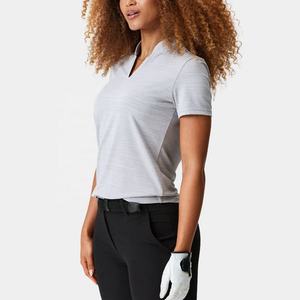Manufacture Women's Gray Short Sleeve Polo <b>Shirt</b> Solid Knitted Quick Dry Casual Golf Wear Polo <b>Shirt</b> Custom - Product Image 2