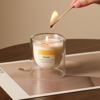 Bougie en cire de soja personnalisable à double paroi en verre avec récipient intérieur suspendu, formule d'huiles essentielles, pour cadeaux de mariage