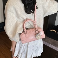 Sac à main Boston texturé pour femme, nouveau style coréen 2025, sac polyvalent simple en forme de coussin, à porter à l'épaule ou en bandoulière