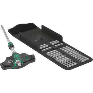 WERA - 05023471001 Ratchet <b>screwdriver</b> <b>set</b> with T-handle and inserts (17 pcs.) - EAN 4013288222879 SOCKETS WITH HANDLE - Product Image 1
