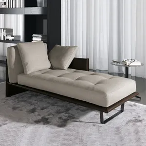 Minimalismo divano in tessuto di pelle struttura in legno gamba in acciaio inossidabile camera da letto villa di alta qualità camera d'albergo chaise lounge sofa