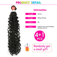 Rambut Sintetis Jerry Curl Dalam Bentuk Bundel Dengan Closure, Tahan Panas, Ekstensi Rambut Gelombang Air Alami