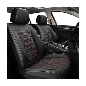 Luxury Leather Front Car Seat Cover Set Waterproof Seat Protector Airbag Free For Universal Seat