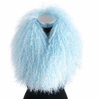 Écharpe d'hiver luxueuse en fourrure de mouton de Mongolie pour femmes avec boucle magnétique longue