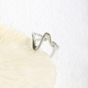 Geometric Wave Pattern <b>Ring</b> <b>Adjustable</b> Open Back Unisex Fashion Jewelry Gift - Product Image 4