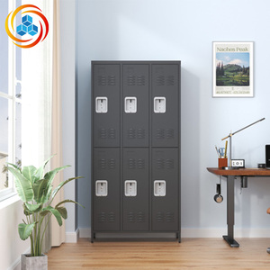 Modular 6-Door 72" Iron Lockers with Lock <b>Folding</b> Bedroom Storage Cabinet for Easy Assembly Commercial Use in School Gym Black - Product Image 5