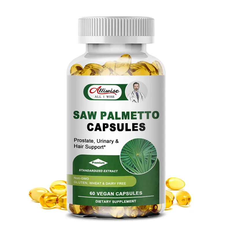 Private Label OEM 60pc salute della prostata e sano minzione frequenza e flusso Saw capsule Palmetto