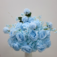 Boule de fleurs artificielle en soie bleue et blanche pour centre de table de mariage, décoration de toile de fond de cérémonie
