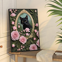 Peinture au diamant 5D SONGWOOART, motif chat noir mignon, pour décoration intérieure, peinture au diamant personnalisée