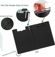 Portapapeles Plegable A4 con Clip Metálico Horizontal, Portapapeles Plegable 360 Grados con Soporte para Bolígrafo y Cubierta para Archivos
