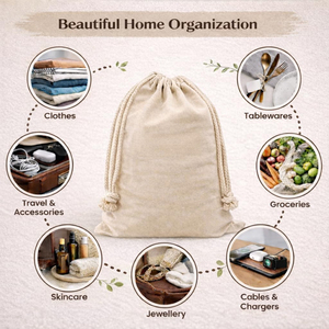 Eco Cotton <b>Drawstring</b> <b>Pouches</b> for Handmade Products and Artisan Packaging - Product Image 3