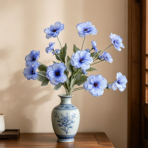 Fleurs artificielles de pavot et de pivoine en soie Runye, réalistes, pour la décoration intérieure et les arrangements floraux. - Product Image 1