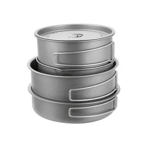 Titanium Pot Portable Camping Cookware Lightweight Cooking Pot Set For Outdoor Traveling Backpacking Hiking Trekking Picnic
