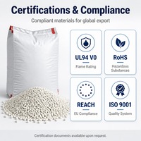 Granulés de polyamide 66 PA66 FR phosphoreux V0, UL94 V0, pour moulage par injection, plastique d'ingénierie
