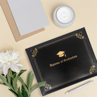 Protège-diplôme en similicuir PU pour certificat de remise de diplôme A4 (8,5x11) avec carton blanc