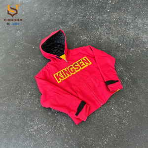 Custom 400gsm Y2k Zip up 3d Puff Print Hoodie Men High Quality Heavyweight Cotton Fleece Hoodie Men Streetwear - Product Image 1