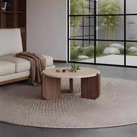 Table basse en bois massif 60x37CM, design minimaliste et traditionnel, effet pierre, pour petits espaces - Salon, balcon circulaire, DDP