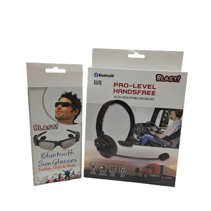 Custom Printed Cartoon Box White Cardboard Folding Wireless Headphones BT Sun Glasses Electronics Accessories Packaging Box