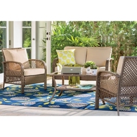 Mobilier d'extérieur imperméable Patio Bistro Set Modern Simple Love Seat Wicker Courtyard Lounge Sofa Rotin Garden Set