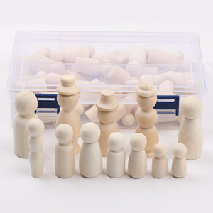 Figuras de marionetas de madera para manualidades, juego en caja de 55 piezas, suministros para manualidades para niños, proyectos de arte - Product Image 1