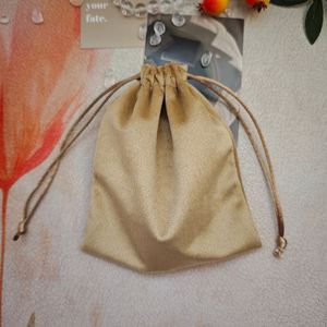 Sac à bijoux en velours de coton imprimé avec logo personnalisé, emballage cadeau en velours doux, pochette à cordon, sac cosmétique à cordon doré - Product Image 4