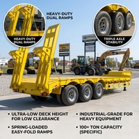 Semi-remorque surbaissée à 4 essieux pour le transport de véhicules lourds, remorque surbaissée pour la logistique et la vente de machines de construction
