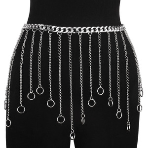 โซ่คาดเอวพู่ห้อยสีทอง สไตล์ฮิปฮอป แฟชั่นชายหาด โซ่คล้องตัว โลหะผสมสังกะสี แบบเส้นเดียว - Product Image 2