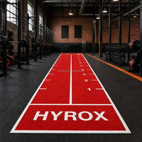Schwarzer Sprint-Track Fitness Kunstrasen-Teppichbelag Langlebiger Hyrox Turf Sled Turf 2m x 16,1m / 4m x 16,1m Individuelles Logo