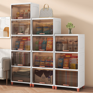 Multi-functional save space plastic storage cabinet pull out storage rack for kitchen bathroom living room