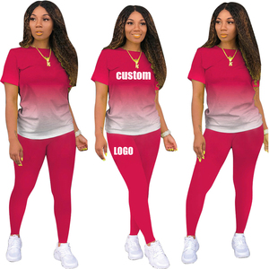 Conjunto de algodón bordado de verano, conjunto de 2 piezas con degradado, conjunto de dos piezas <span class=keywords><strong>E</strong></span> personalizado para mujer, conjunto informal 3xl de talla grande, conjuntos de mujer de 10 colores - Product Image 3