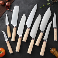 Ensemble de couteaux de cuisine avec affûteur ensemble de couteaux de Chef couteaux à fruits en acier inoxydable au carbone de haute qualité nouveau Design 9 pièces en métal