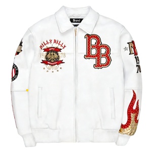 <span class=keywords><strong>Veste</strong></span> <span class=keywords><strong>en</strong></span> peau de mouton <span class=keywords><strong>en</strong></span> gros OEM pour hommes, logo personnalisé de rue, strass, <span class=keywords><strong>veste</strong></span> aviateur <span class=keywords><strong>en</strong></span> <span class=keywords><strong>cuir</strong></span> véritable pour hommes - Product Image 2